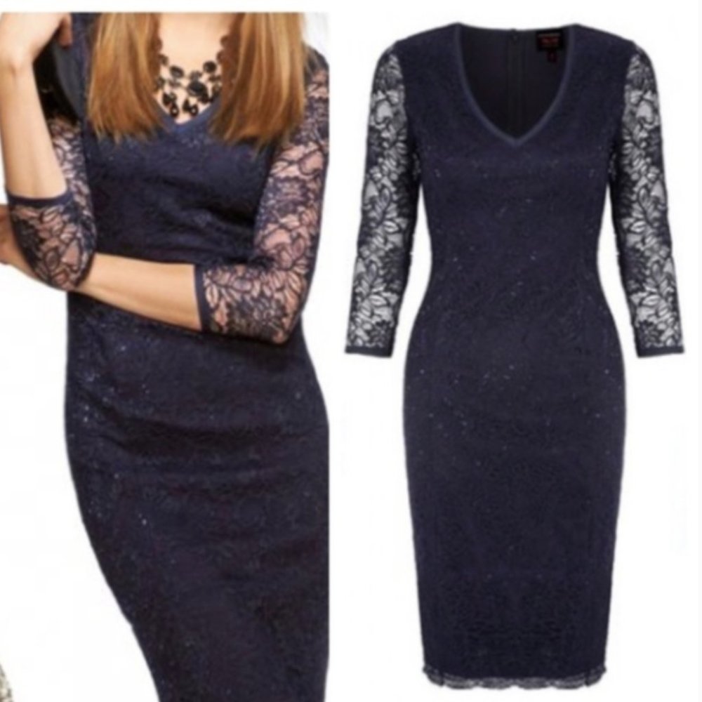 L'Wren Scott at Banana Republic Midnight Blue Lace Dress Women's Size 6 - Picture 1 of 8